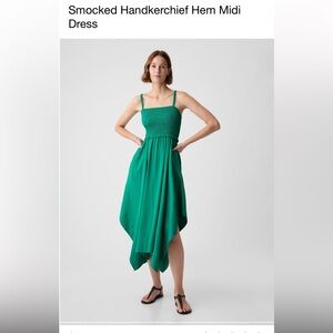 Smocked Handkerchief Hem Midi Dress Gap Small Tall